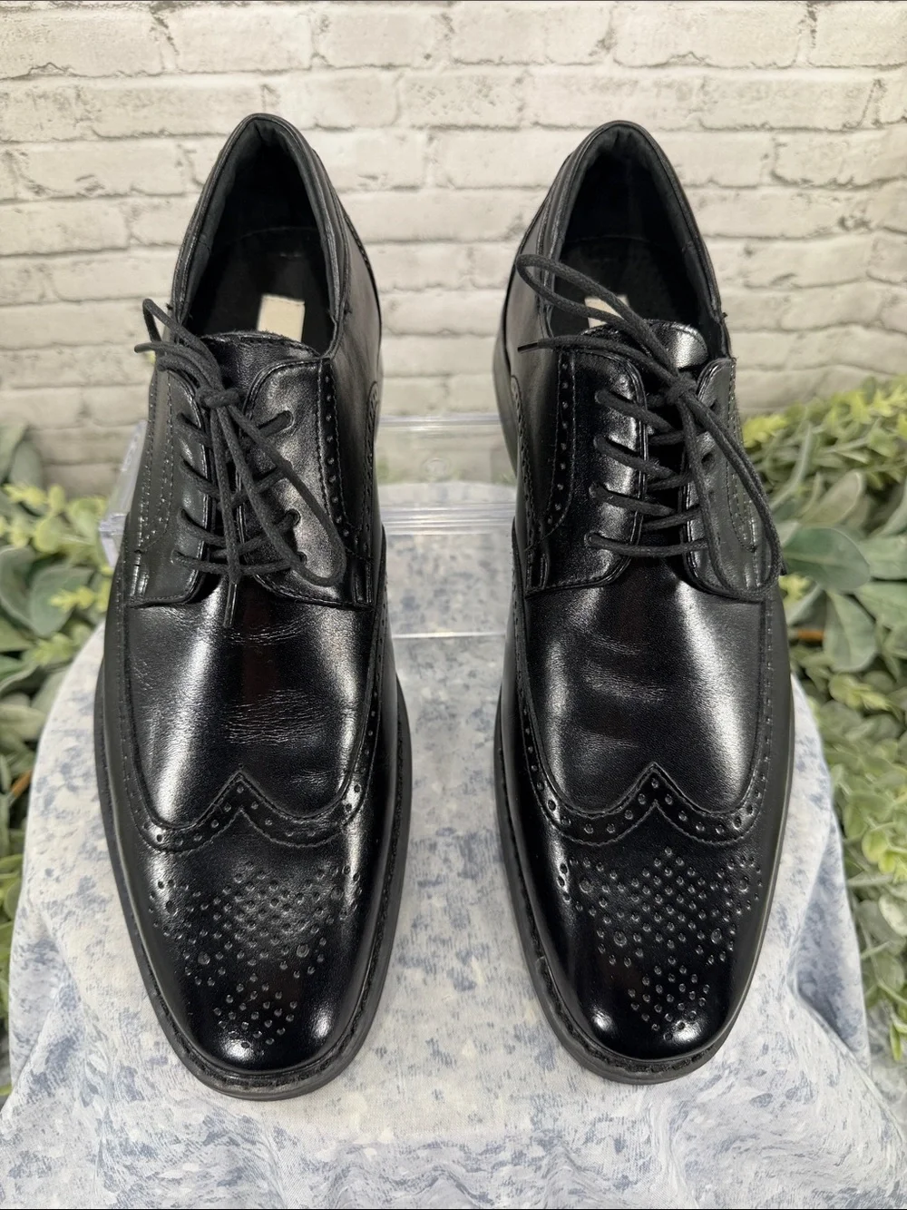 JOSEPH ABBOUD - Black Leather Wingtip Dress Oxfords - Mens 9W(EEE) 🖤 EUC